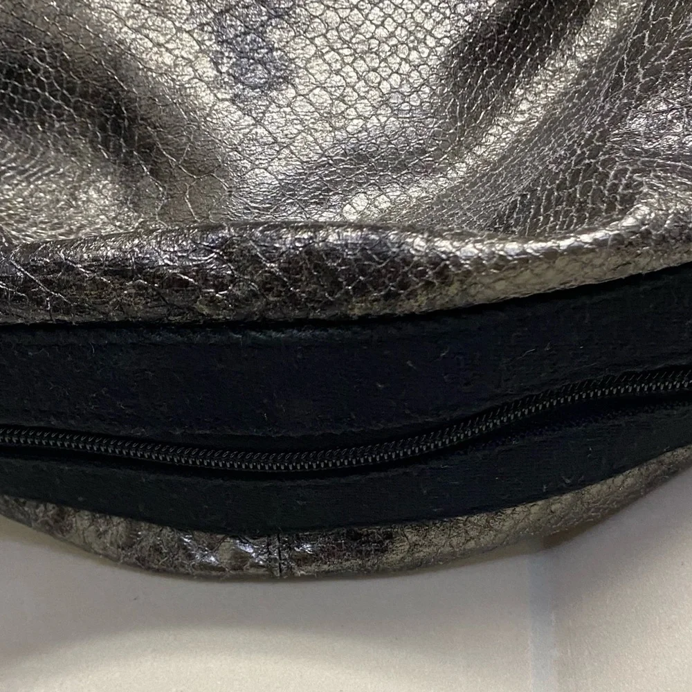 Kipling Women’s Purse Shoulder Bag Hobo Handbag Silver Gold Metallic Futuristic